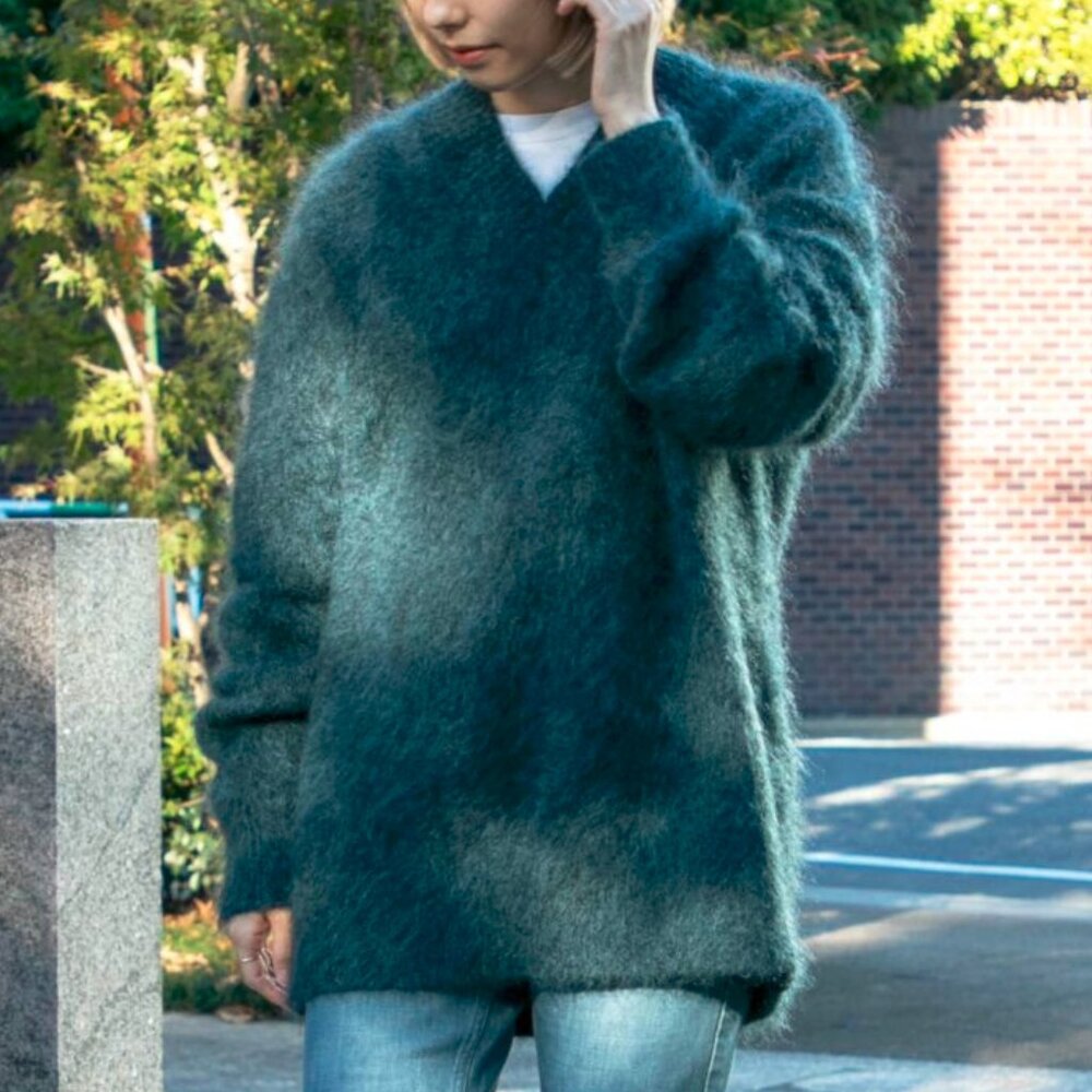 Acne Studios Blue Wool & Mohair V-Neck Sweater
